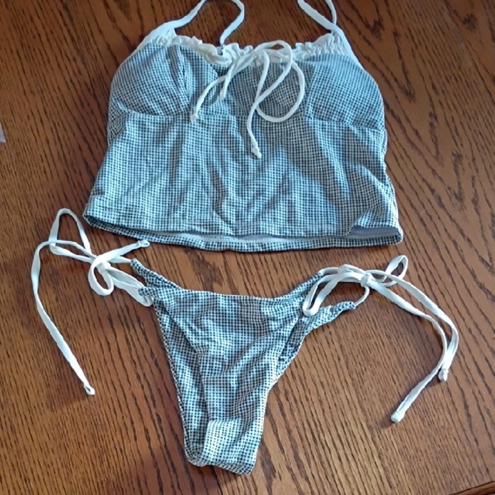 Zaful Black and White Checkered Bikini